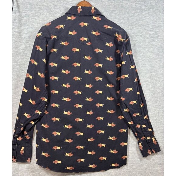 Vtg Panhandle‎ Slim Shirt Mens 17- 36 Black Long Sleeve Western Buffalo - Picture 6 of 6
